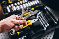Set of tools in a tool kit isolated