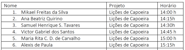 Cronograma nova chamada