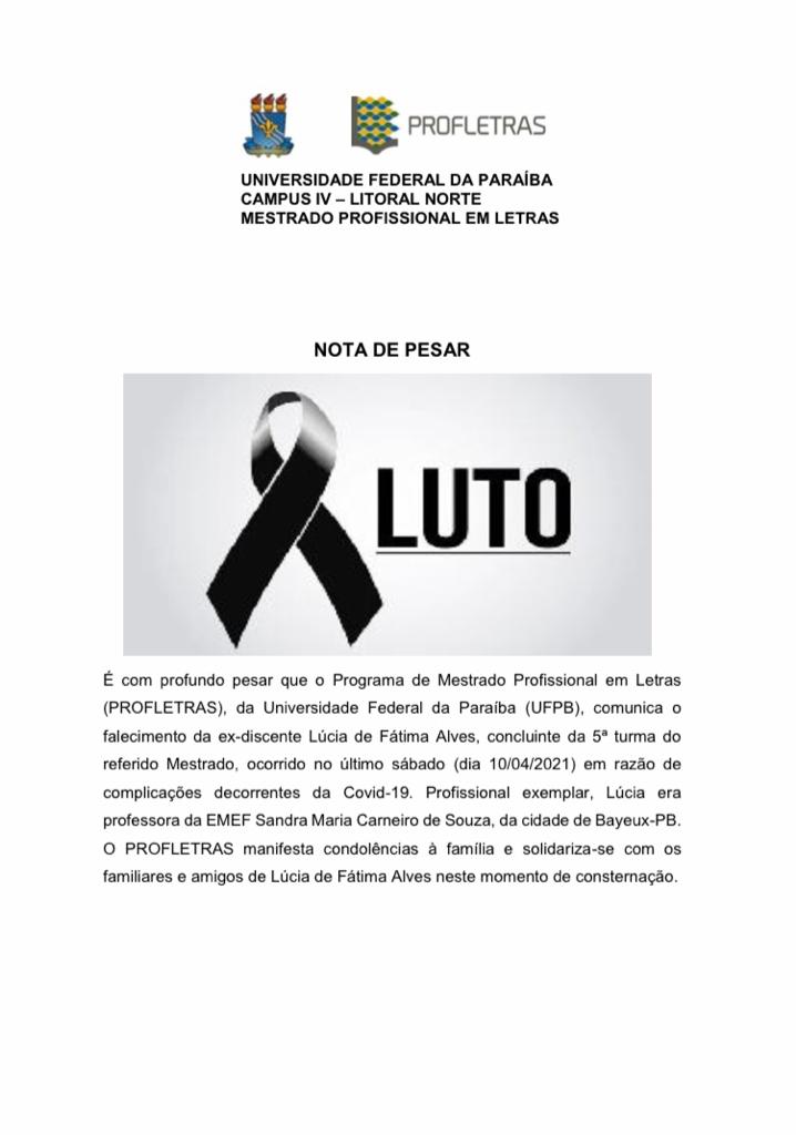 NOTA DE PESAR