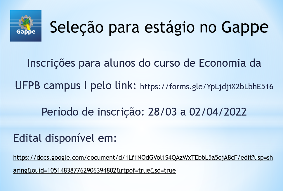 ESTÁGIO GAPPE 2021.2 ESTÁGIO GAPPE 2021.2