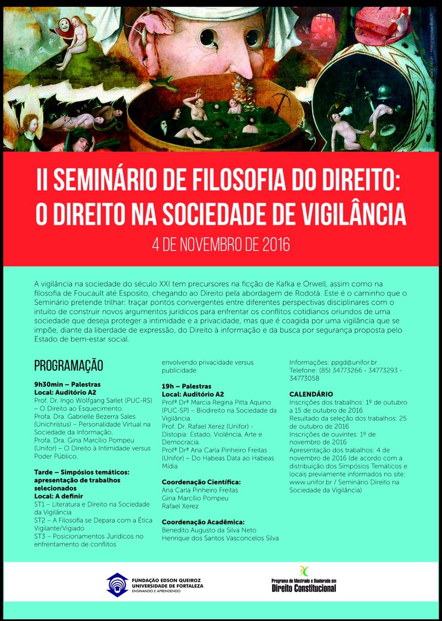 II Seminário de Filosofia  do Direito: O Direito na Sociedade de Vigilância