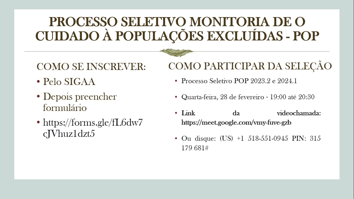 Imagem Seleção Monitoria - POP