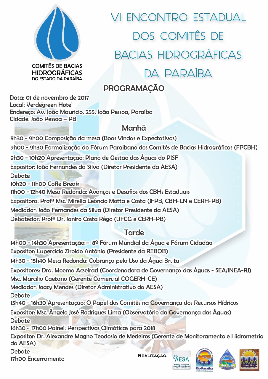 VI ENCONTRO DOS COMITÊS DE BACIAS HIDROGRÁFICAS DA PARAÍBA