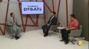 Da esq. para a dir.: Apresentador Hermes Luna; Aaron Campos; Prof. Marcel de Góis (DEP/UFPB)