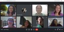 Professoras  Andréia Escarião e Adriana Gaião em reunião com alguns dos estagiários do CAPpE. Imagem: captura de tela enviada pela equipe.