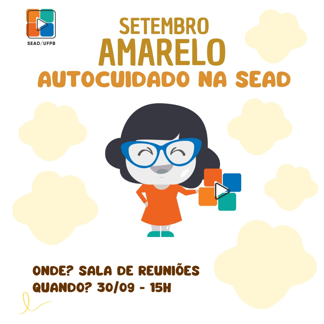 Esta é uma ilustração com fundo branco. No canto superior esquerdo, há o logotipo da SEAD/UFPB em formato quadrado, com cores azul, verde, laranja e marrom. Abaixo, estão os dizeres