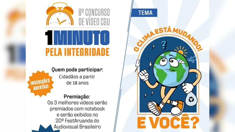 Concurso de Vídeo 1 Minuto, da CGU, tem inscrições abertas até 31 de outubro