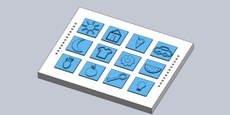 Peças com formas de coisas do cotidiano para encaixe contêm nome em Braile, em caixa alta e em alto-contraste. Crédito: Maryana Tavares/ Programa SolidWorks